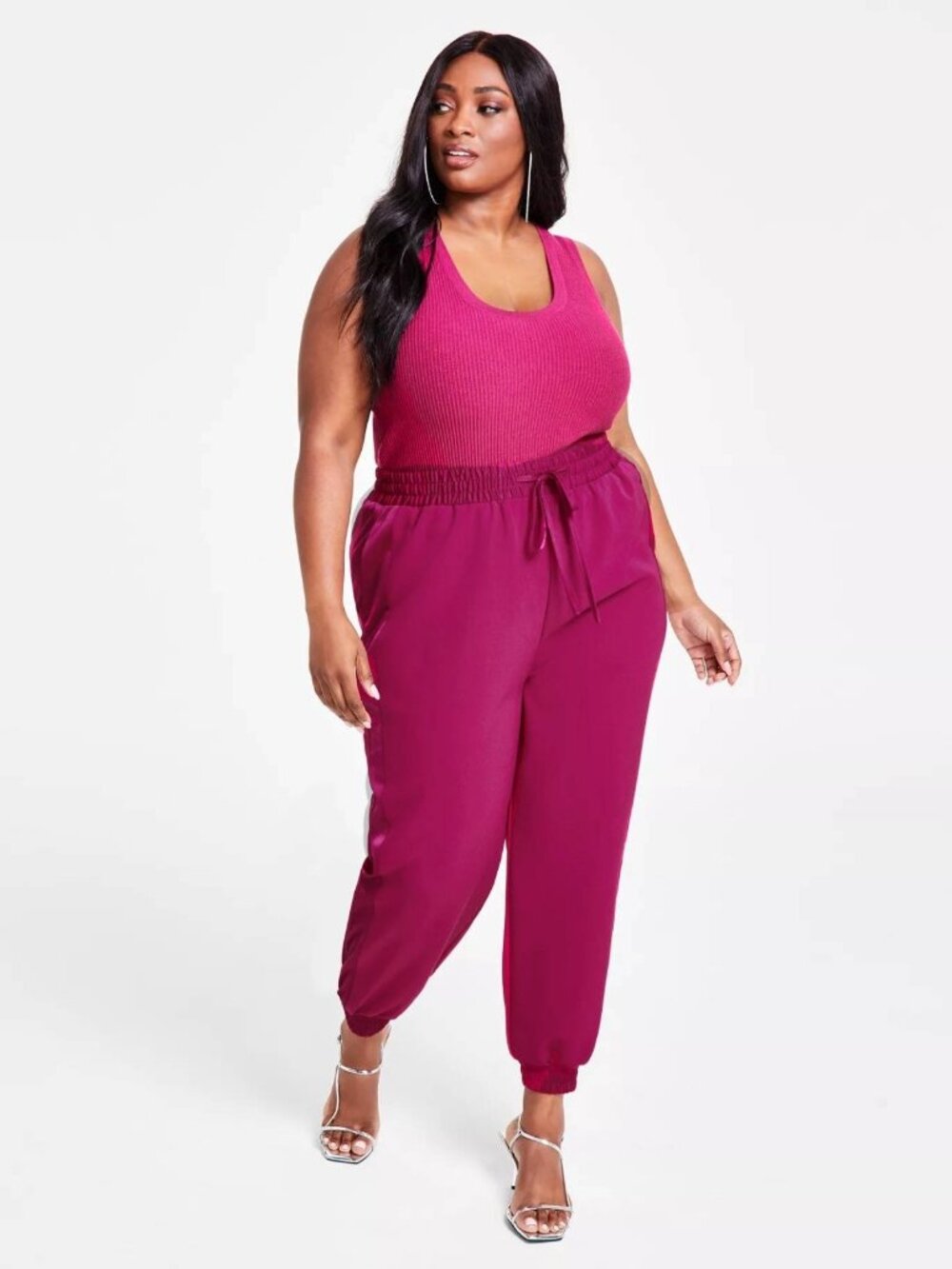 Nina Parker Trendy Plus Size 2X Wide-Leg Joggers Pink MSRP $89